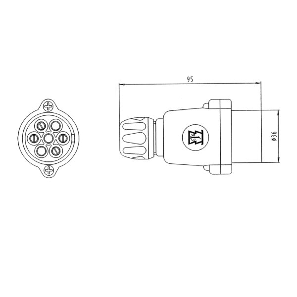 7-polig 12V Jaeger stekker voor trekhaak accessoire